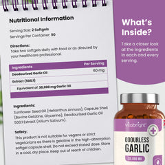 Garlic Capsules - High Strength 30,000mg - 180 Odourless Softgels