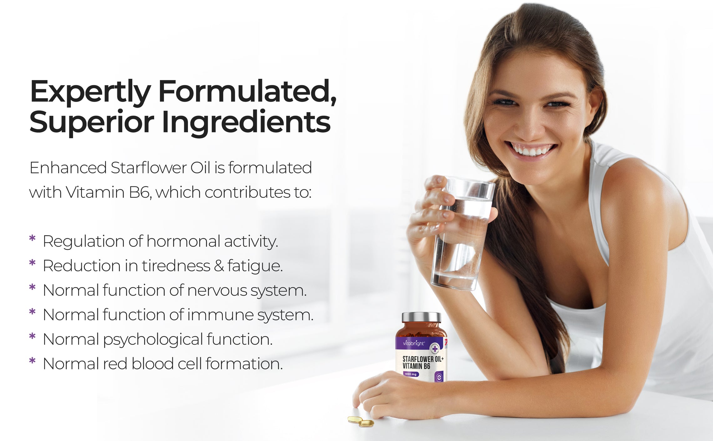 Starflower Oil Plus Vitamin B6 90 Capsules 1000mg VitaBright