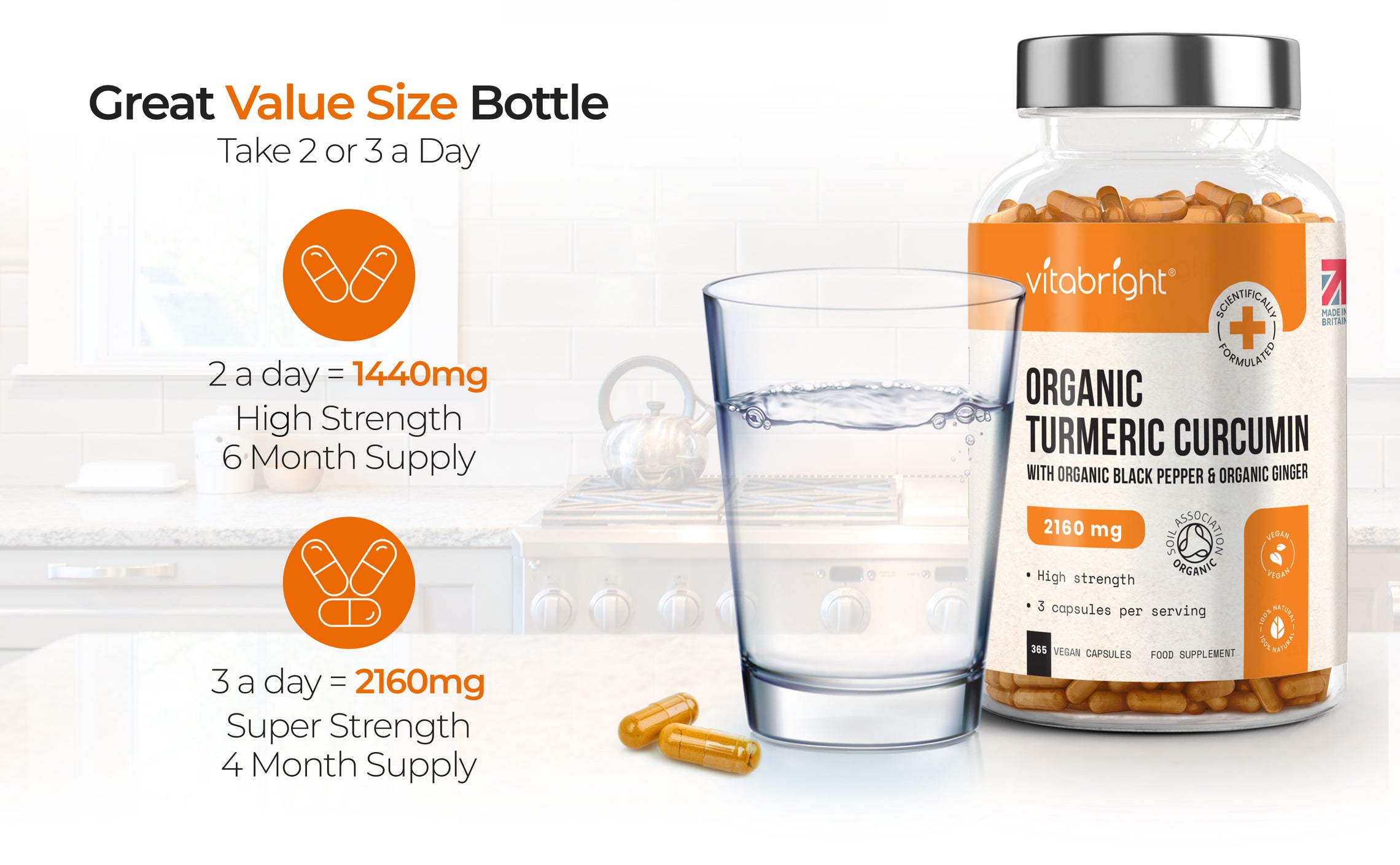 Organic Turmeric Curcumin 2160mg with Black Pepper & Ginger 365