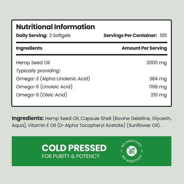 Omega 3 6 9 Capsules - Hemp Seed Oil