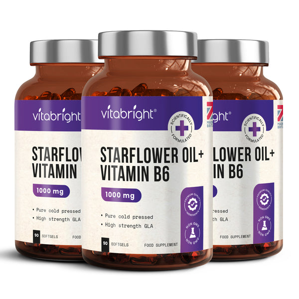 Starflower Oil Plus Vitamin B6 90 Capsules 1000mg VitaBright