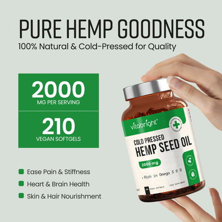 Vegan Omega 3 6 9 Capsules - Hemp Seed Oil