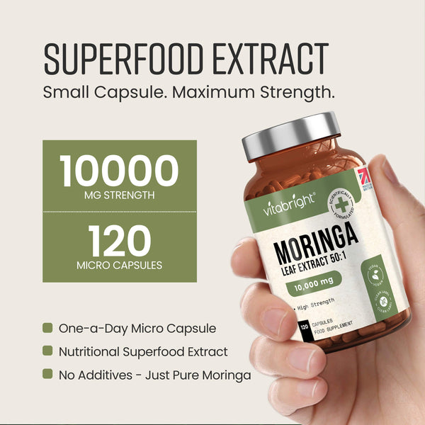 Moringa Capsules - High Dose 10,000mg Concentrated Extract