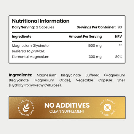 Magnesium Glycinate Capsules 1500mg High Strength for Tiredness Fatigue
