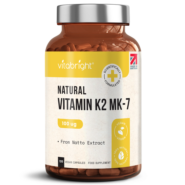 Vitamin K2 MK7, 120 Capsules, 100mcg VitaBright