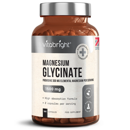 Magnesium Glycinate - 1500mg High Strength Providing 300mg Elemental Magnesium