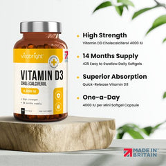 Vitamin D3 4000 IU Cholecalciferol 425 Softgels (14 month supply)