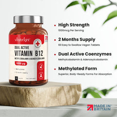 Dual Active Vitamin B12 - 60 Vegan Tablets